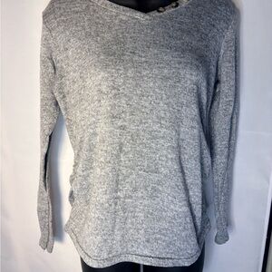 Gray Long Sleeve Sweater with Button Detail